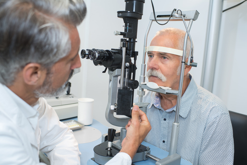 Elderly couple at market, discovering joys with restored vision post-treatment