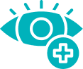 Two figures with healthcare cross, representing patient support in vision restoration