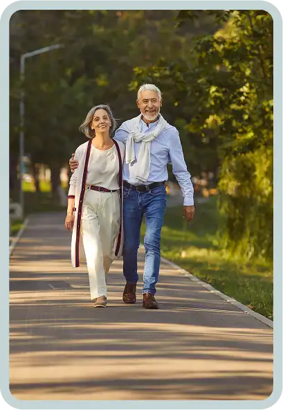 Senior couple enjoys the outdoors after cataract surgery.