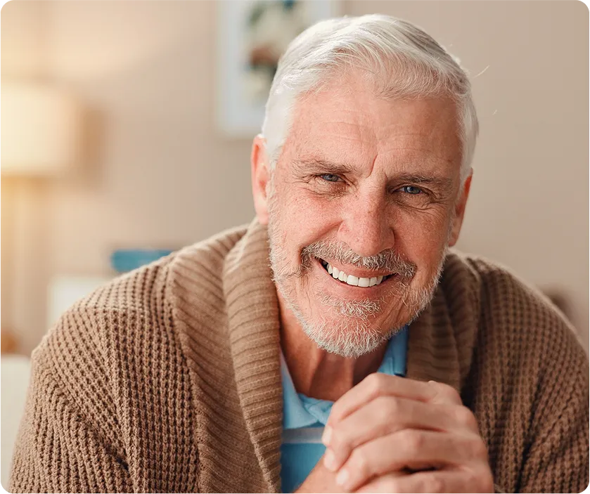 A senior man who received ethical cataract surgery.