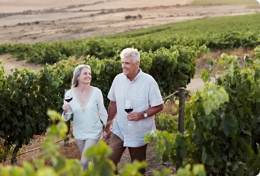 Senior couple enjoys a vacation after successful cataract surgery.